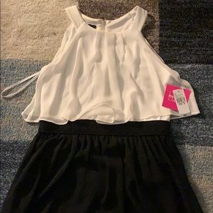 By & By Girl Black & White Dress - Knee Length